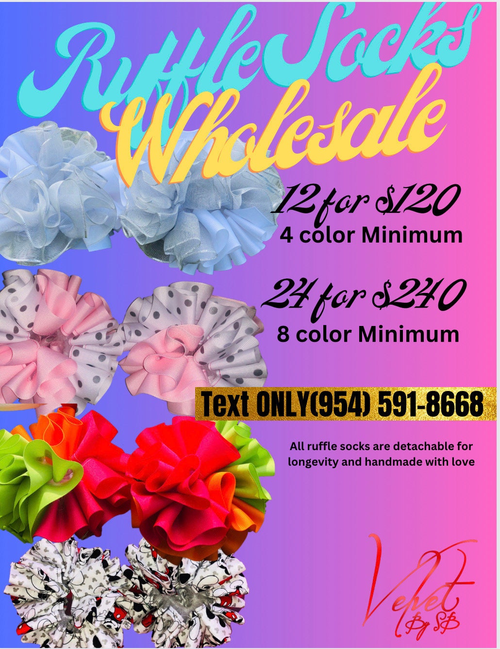 Detachable Ruffle socks & Hair bow set