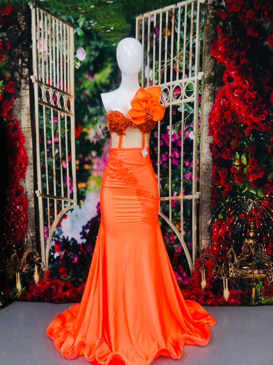Orange African inspired prom dress