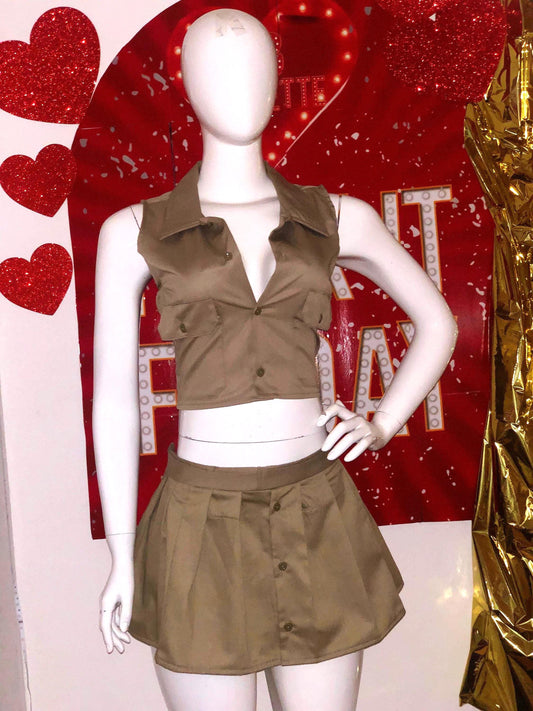 2 Pc Dickie Mini Skirt Set (PLAIN)